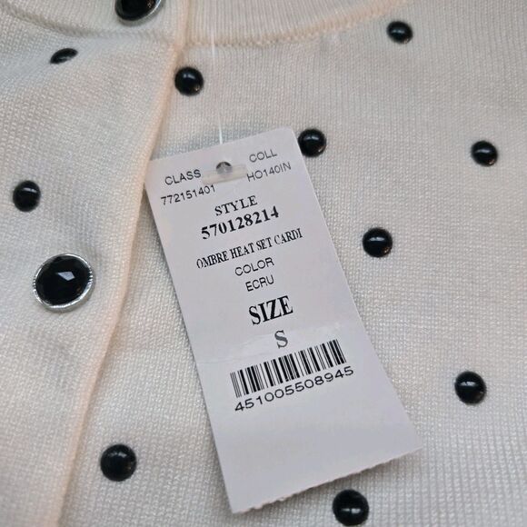 White House Black Market Ombre Polka Dot Embellished Cardigan – Size S NWT - Picture 3 of 10